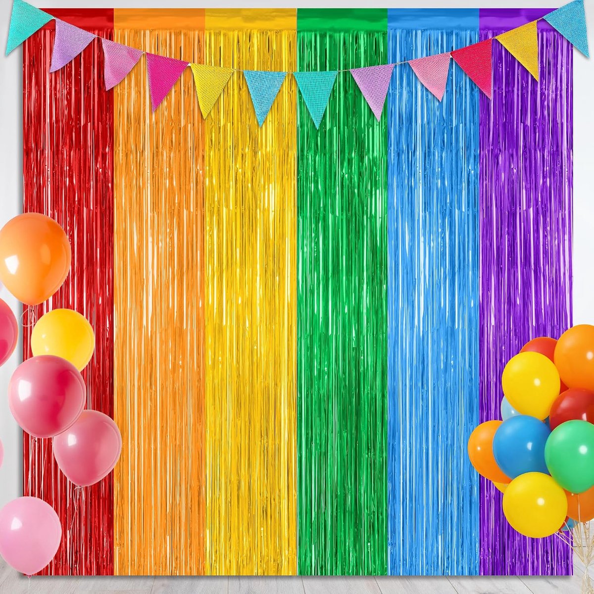 Deurgordijn - Decoratie - Metallic Foil Fringe Curtains - Tinsel Gordijn voor Fotobooth, Verjaardag, Feest, Halloween en Kerst - 1x2 meter - 2 stuks - Iriserend