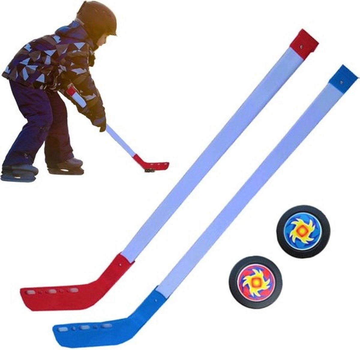 Kinder Hockeyset - Sport Stick - Buiten Spelen - Robuust ABS Materiaal - 70 cm - Rood Blauw Geel
