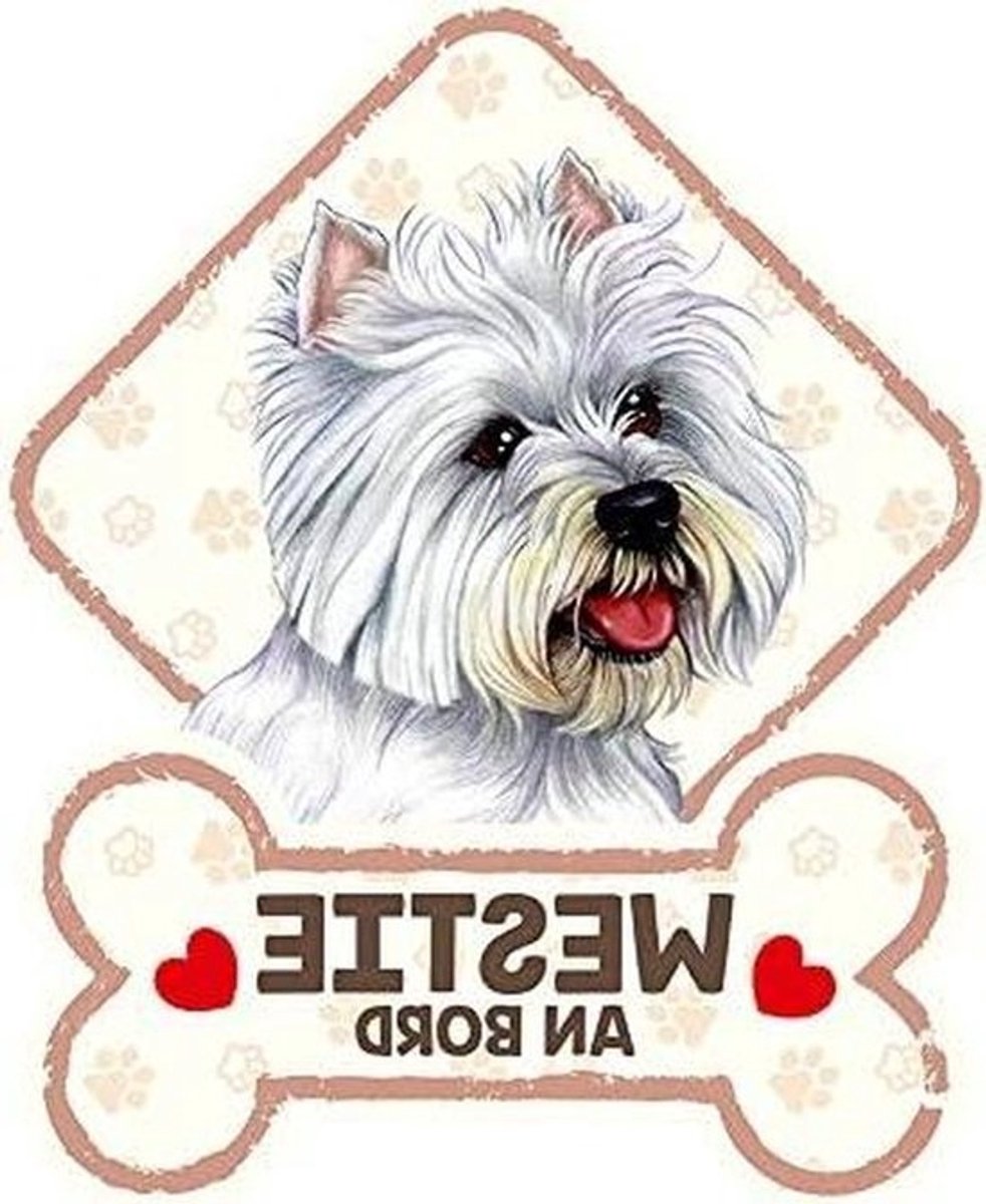 Hondenbord Autoruit - Dierenbord Auto - Reizen met Hond - Met Zuignappen - 20 x 16 cm - Wit