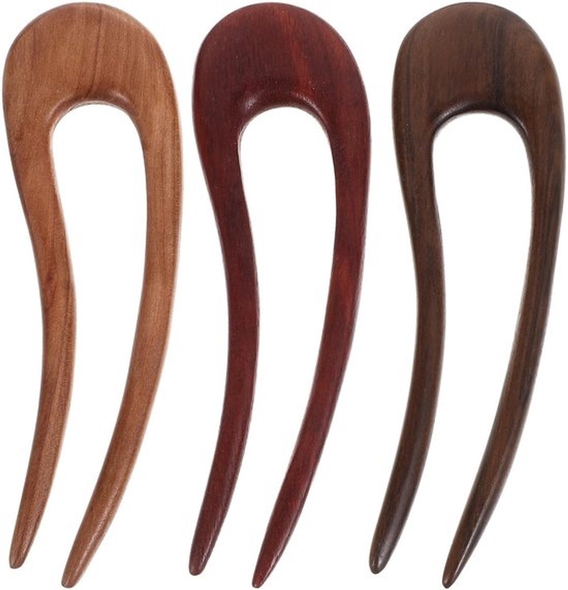 3 Pcs Vintage Decoratieve U-Vormige Haarspeld voor Vrouwen - Meisjes Haaraccessoires - Houten Haarspelden