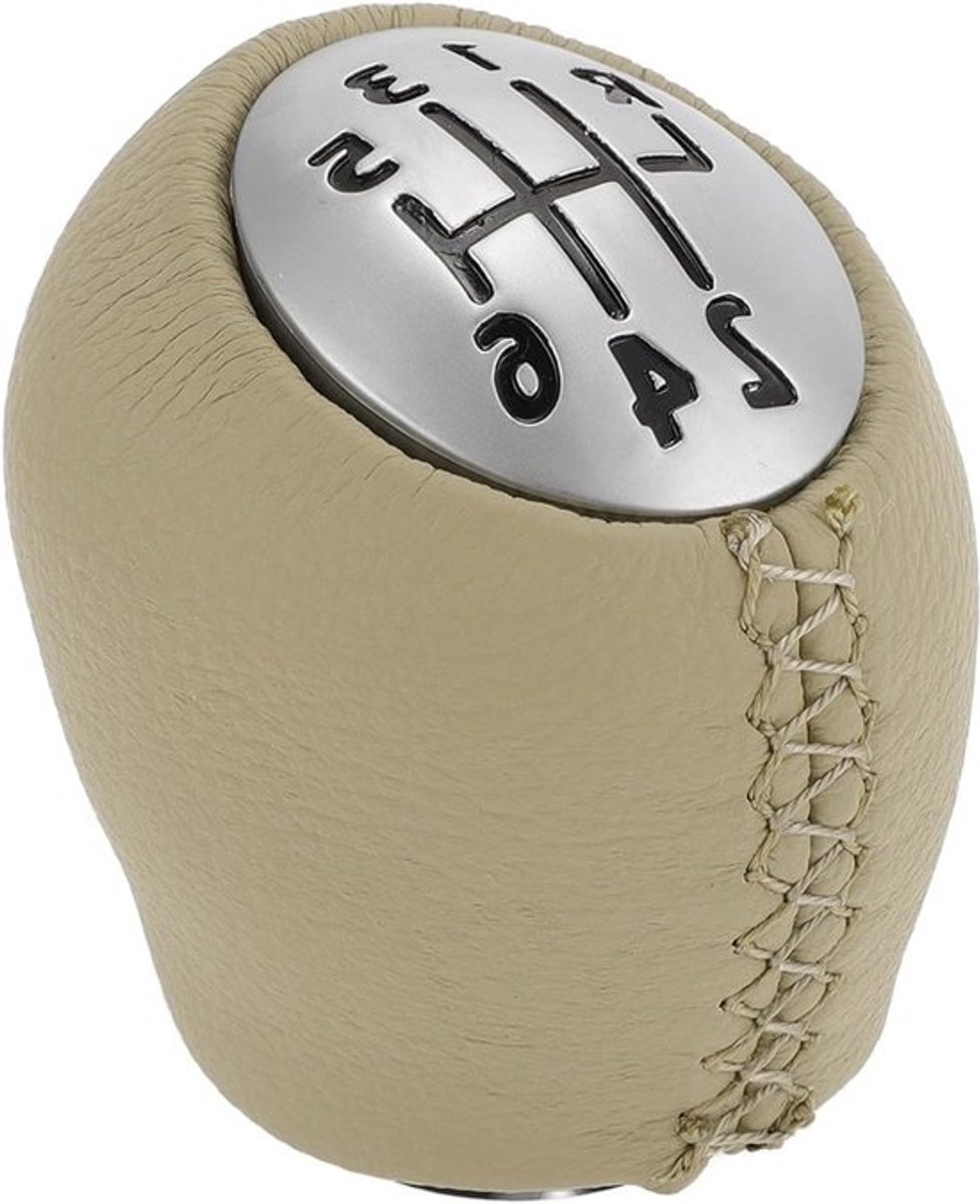 Schakelpook Knop - Handmatige Versnelling - Auto Rijervaring - 6 Versnellingen Ontwerp - 1 Stuk - Zwart Beige Zilver