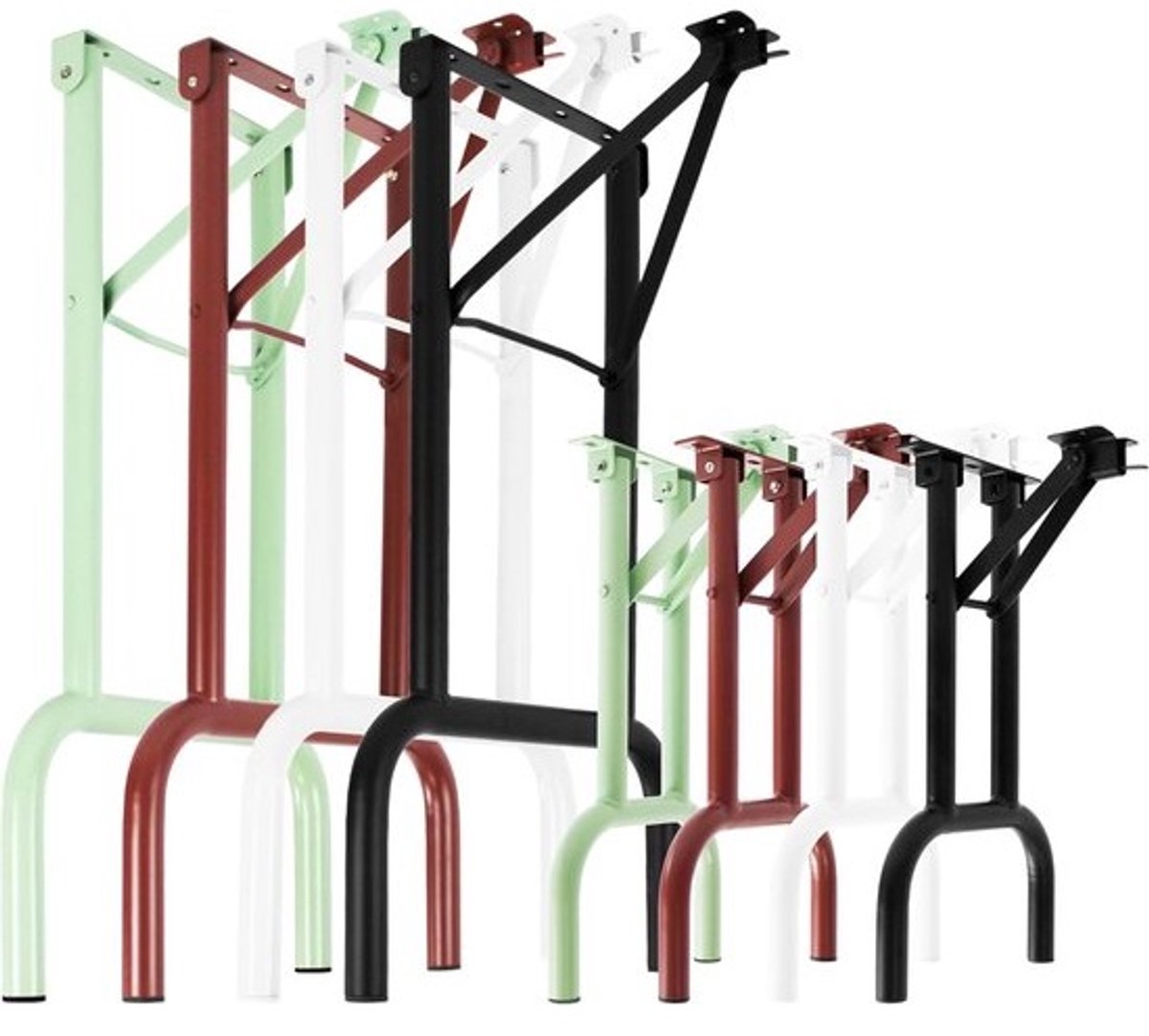 Set van 2 Metalen Bankonderstellen Wit Inklapbaar voor Biertafels Buiten Gebruik 43 cm