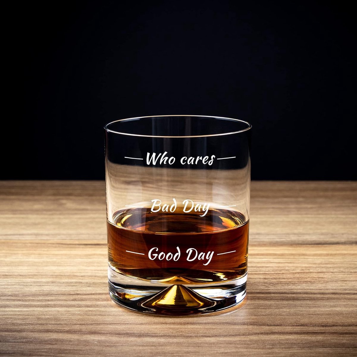 Whiskyglas - Who Cares, met 3 niveaus van stemming, 300ml Whisky Tumbler 11 oz, cadeau voor mannen
