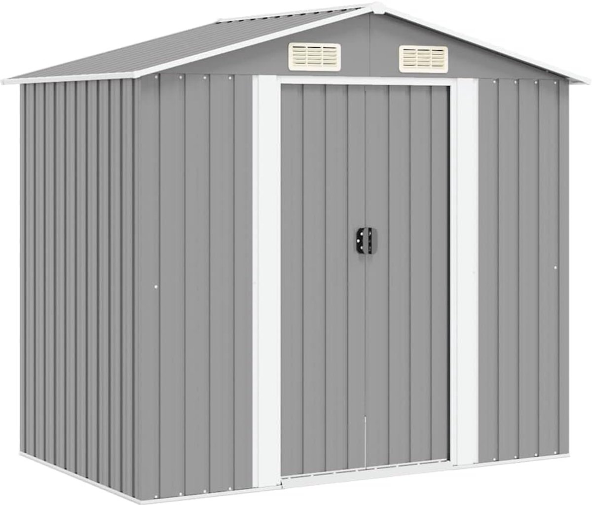 Tuinschuur metaal grijs 204 x 132 x 186 cm