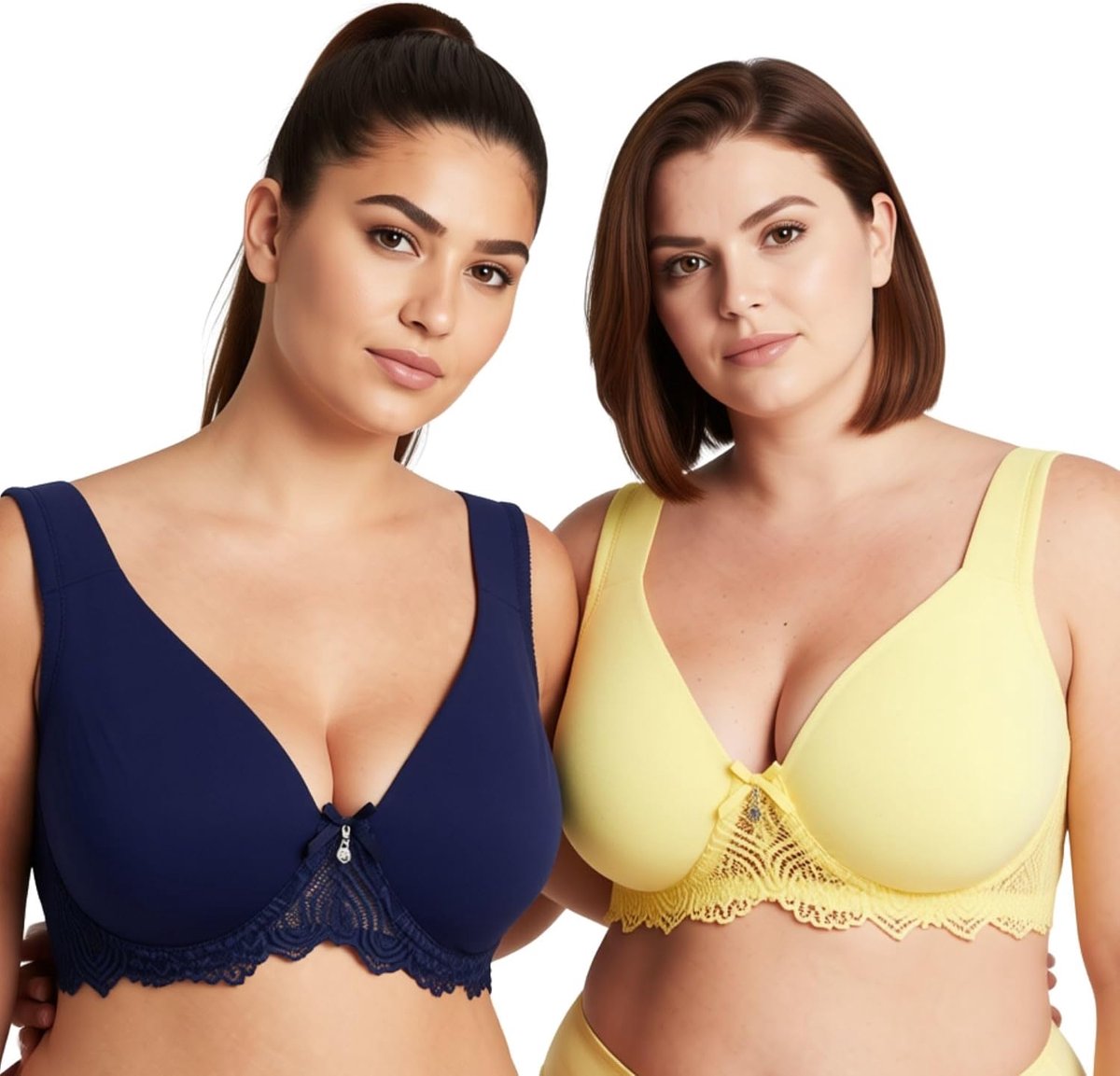 Muse Dames Ongevoerde Kanten Beugelbeha met Brede Bandjes-x2