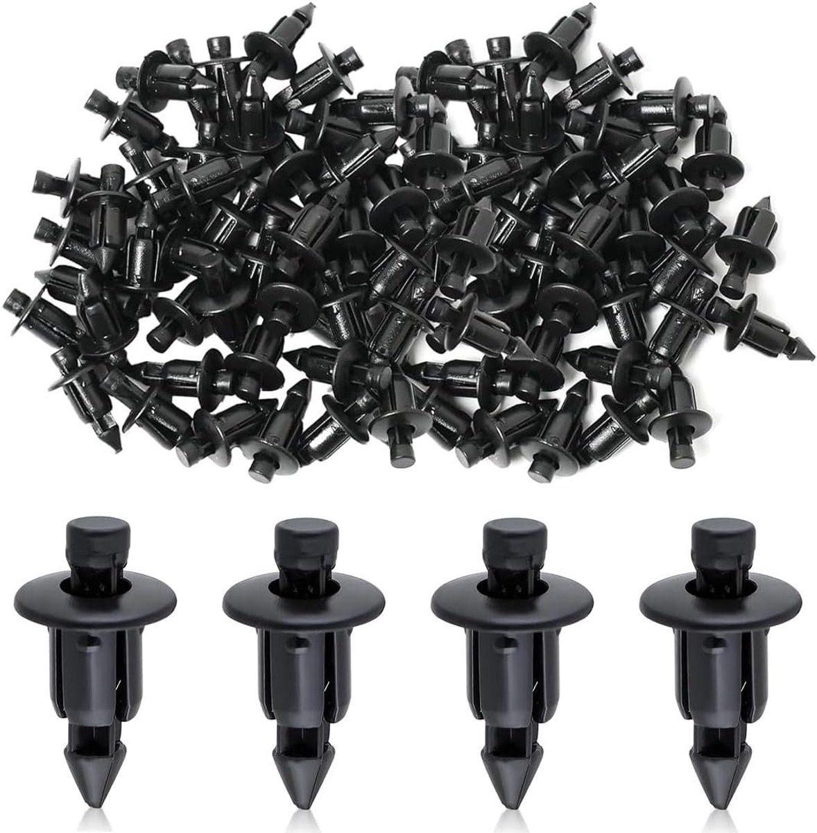 100 stuks 6 mm plastic klinknagels voor auto's, universele set voor carrosserie, bevestigingsclips en motorkuipen, autobevestigingsclips