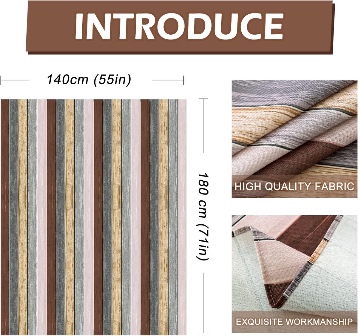 tafelkleed van linnen, waterdicht, 140 x 180 cm, bruin voor decoratie, elegant, rechthoekig, stof voor buiten, decoratie, keuken, eetkamer, tuin, taupe