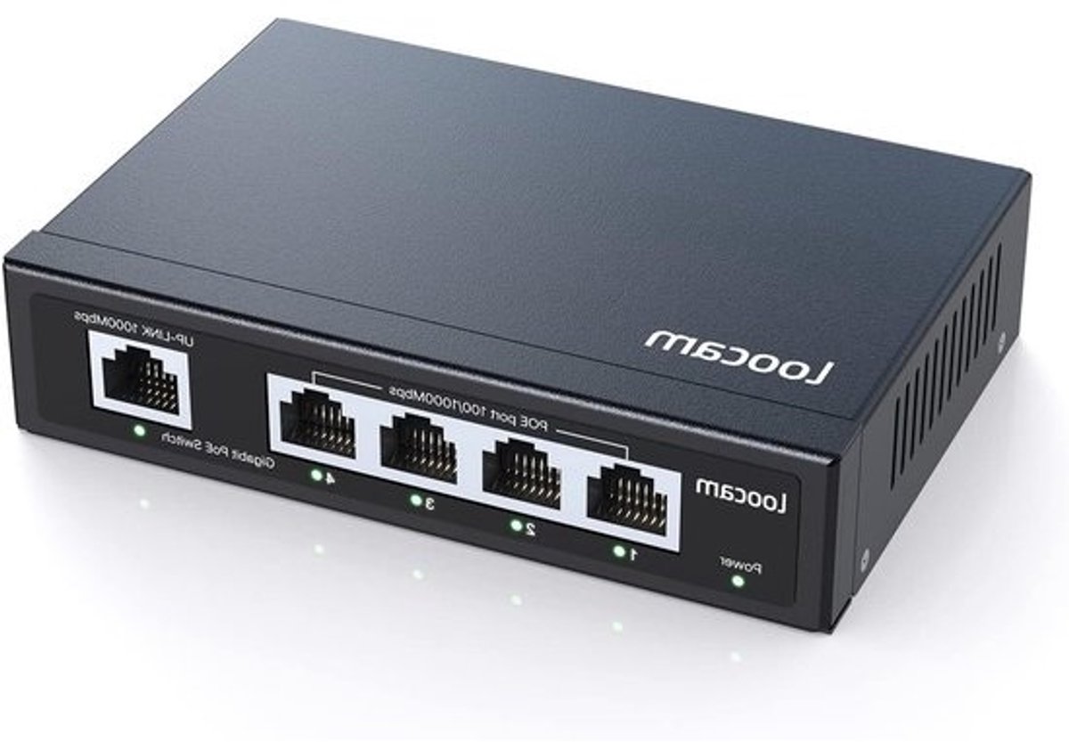 PoE Switch - Netwerk Switch - Netwerk Uitbreiden - Onbeheerd Plug and Play - 4 poort - Zwart