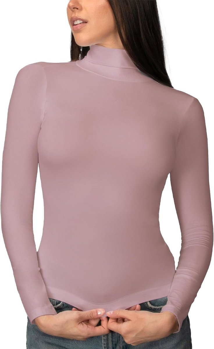 T-shirt met lange mouwen, coltrui, kasjmier en modal, zacht en warm, 212818