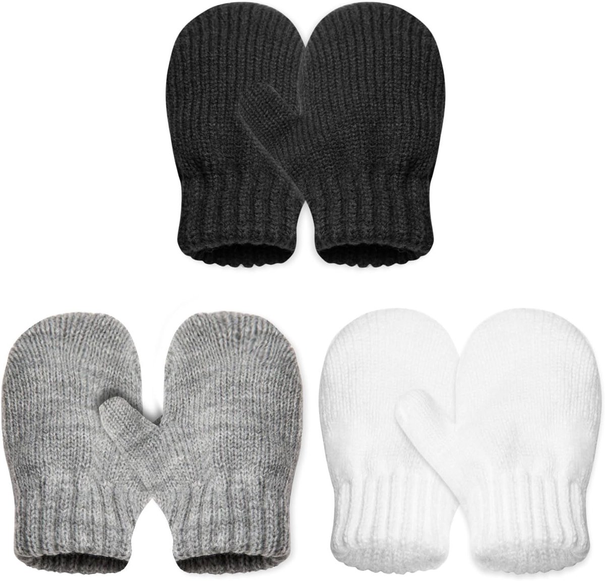 Handschoenen voor kinderen, gebreid, winddicht, winterhandschoenen voor pasgeborenen, jongens en meisjes, 0 tot 4 jaar (3 kleuren)