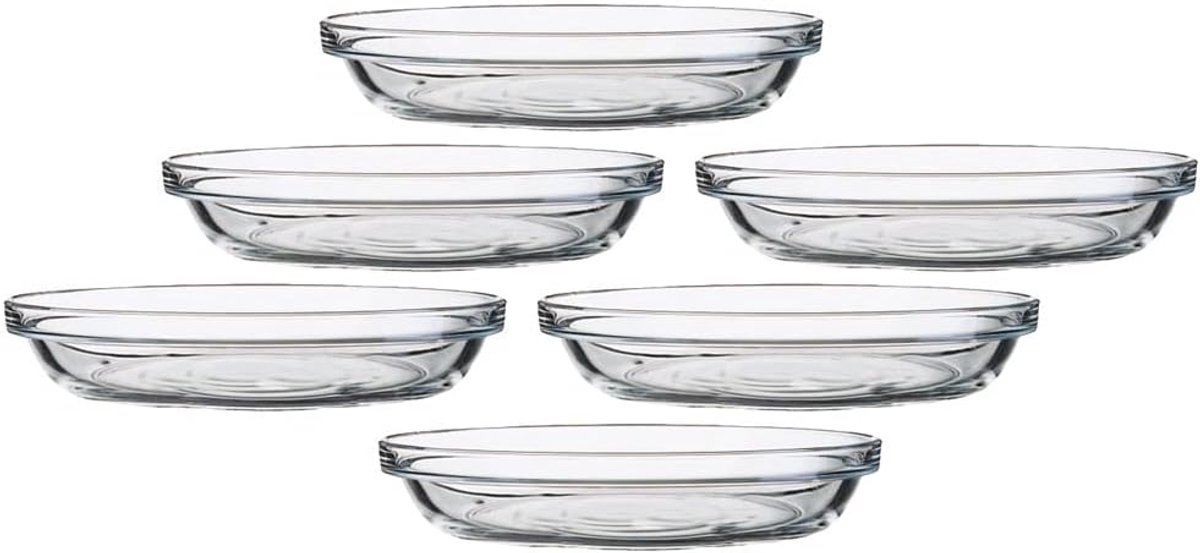 Set van 6 stapelbare compoteborden van glas, 14,5 cm