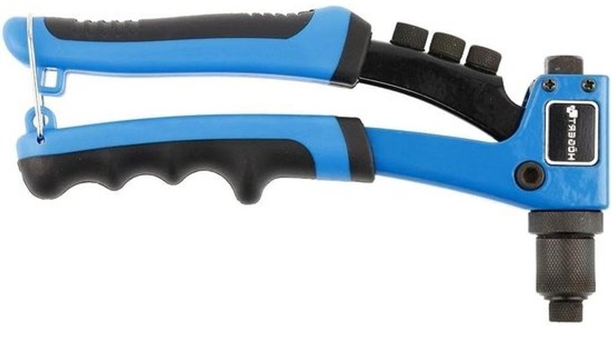 Blindklinktang - Klinknageltang Popnageltang - Bevestigen van materialen - Verlengde voorkant - 215 x 31 x 04 cm - Blauw zwart