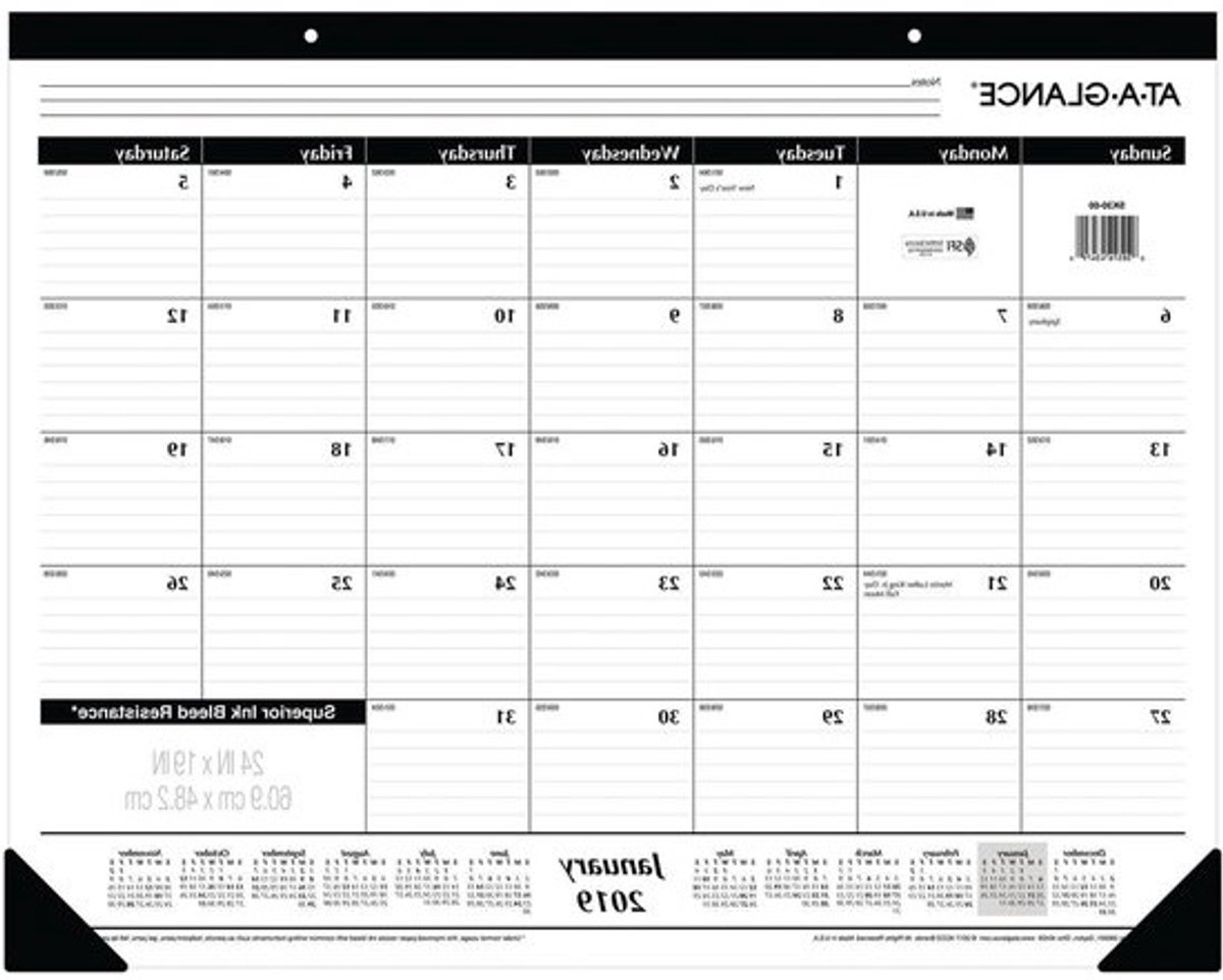 Bureauonderlegger Kalender - Maandplanner - Planning Maken - Beschermt Bureau - 24 x 19 inch - Zwart