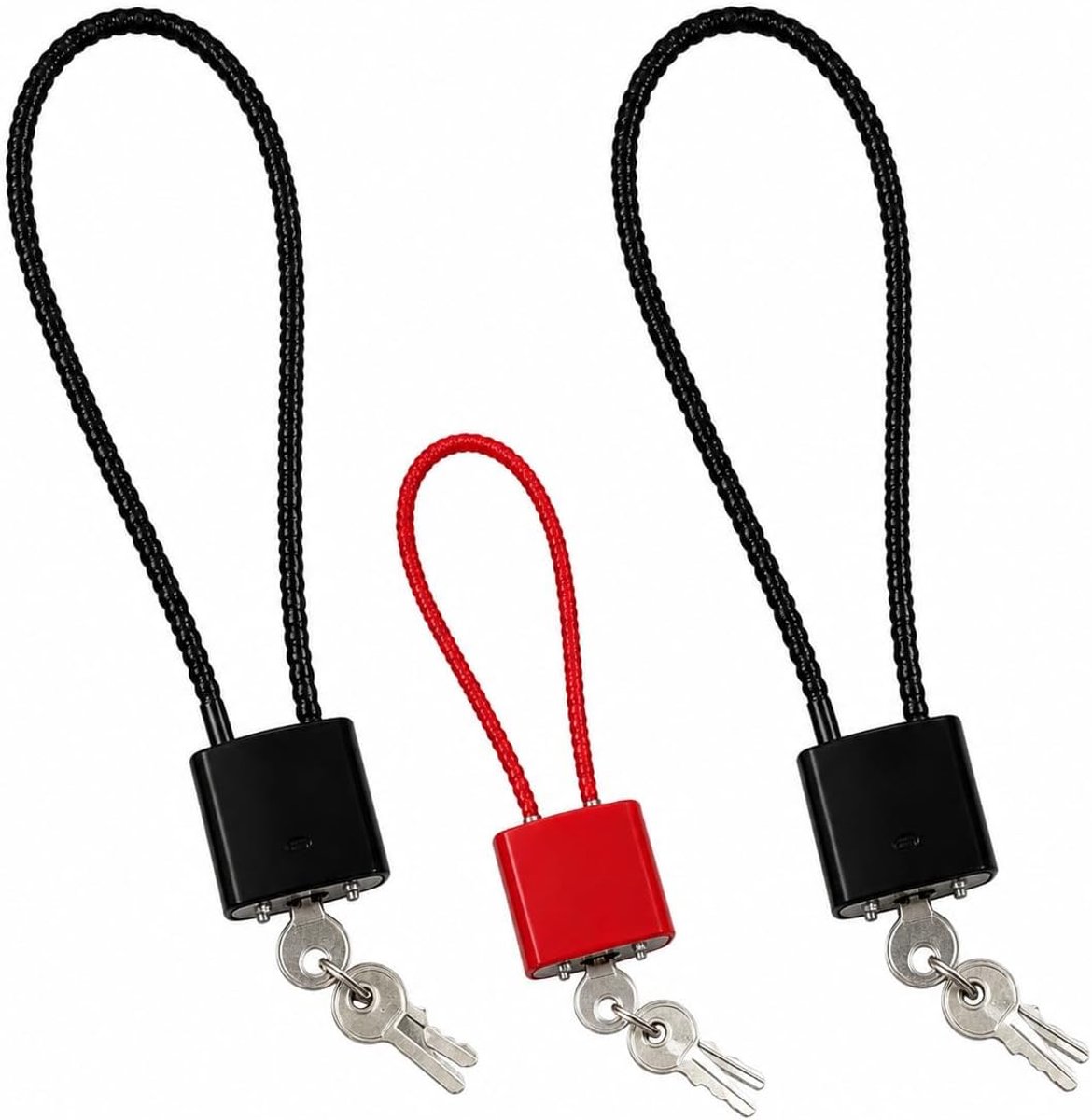 3 PCs-Kabelhangsloten met Sleutels, de Flexibele Hangsloten van de