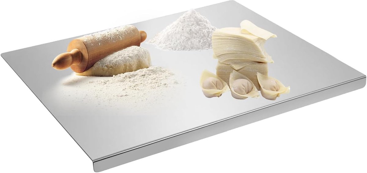 Snijplank met Aanrechtrand, 304 Snijplanken Heavy Duty voor Vlees Kaas Groenten Fruit Bakken Gebak, Dubbelzijdige Voedselveilige Werkblad Beschermers voor Keuken Koken