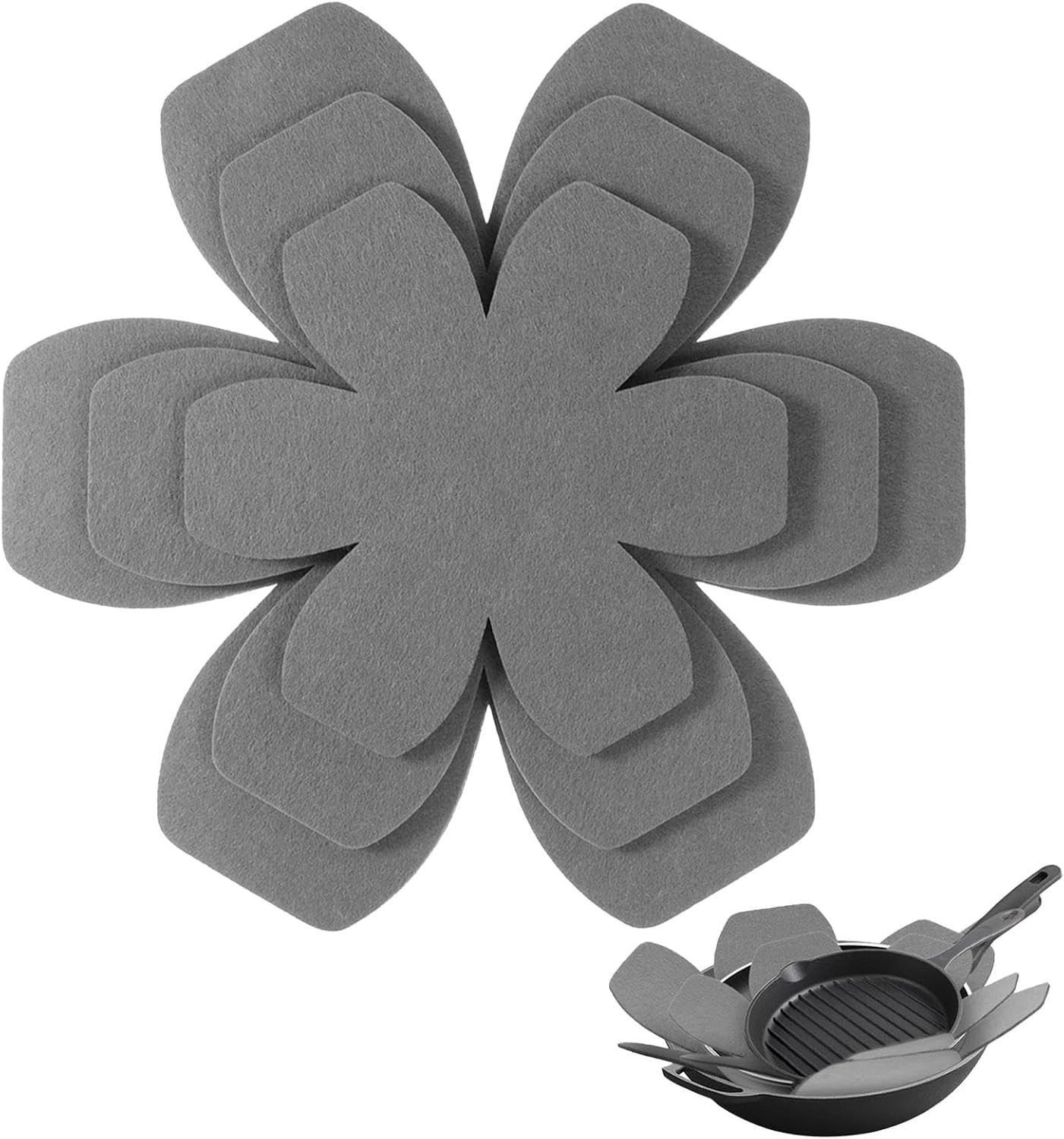 Set van 6 Vilt Panbeschermers - Verstelbare Antislip Warmte-isolerende Mat voor Pannen, Potten en Schalen in 3 Verschillende Maten