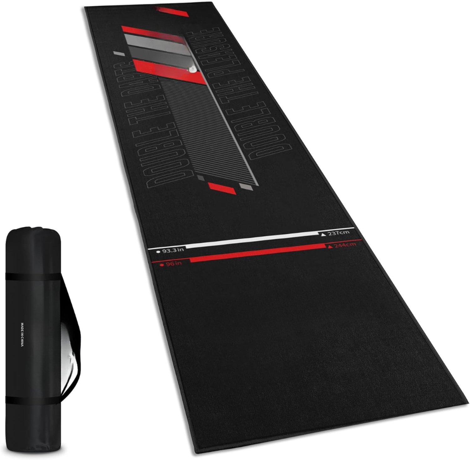 KLS® Dartmat - Antislip Dartmat - Dartsmat - Zwart - 297cm x 66cm x 297cm