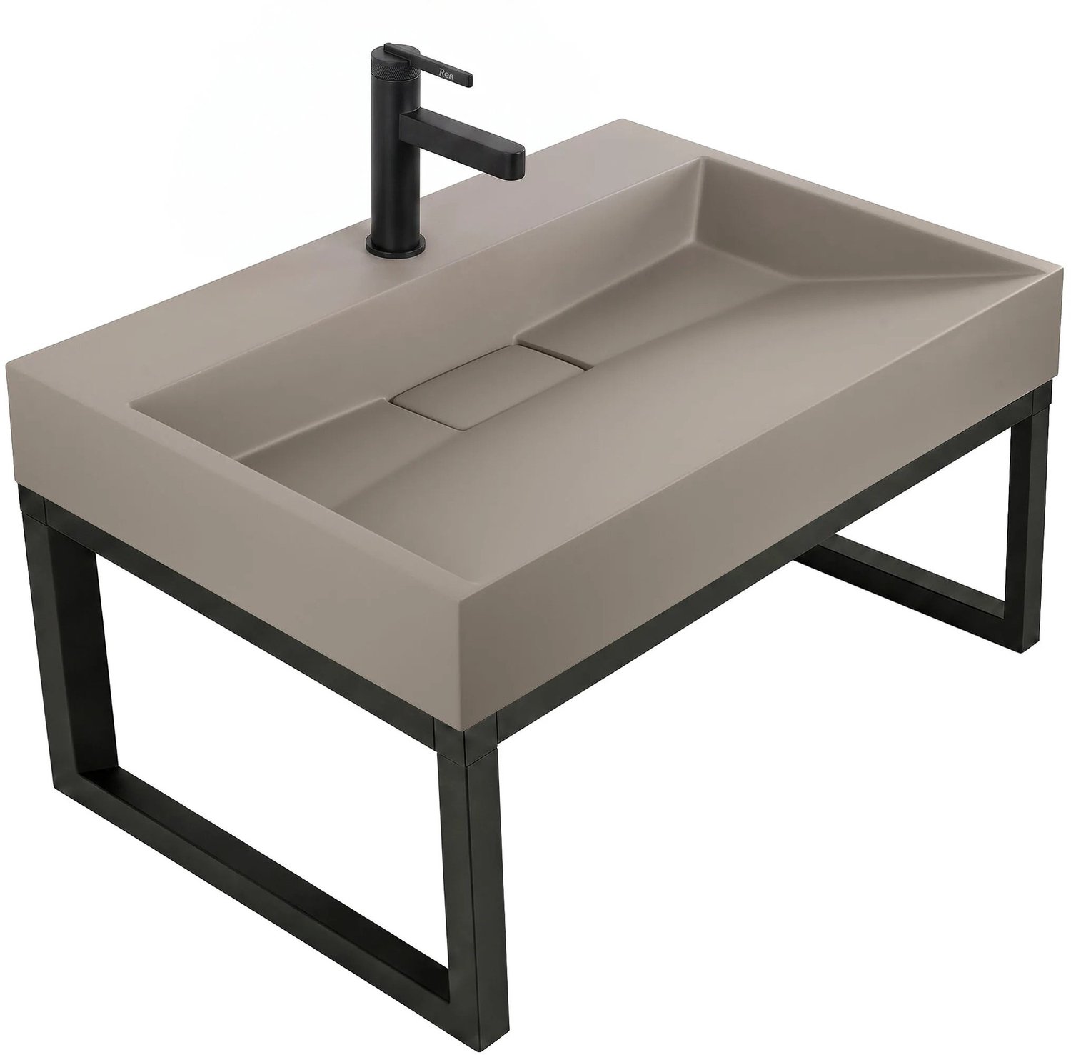 Rea - Conglomeraat Wastafel Goya 70cm Taupe + Onderstel , Rechthoekig - 70 x 46 x 14 cm