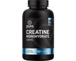 Pure. Creatine Monohydraat - 180 v-caps - spiergroei - fitness & sport - vegan capsules