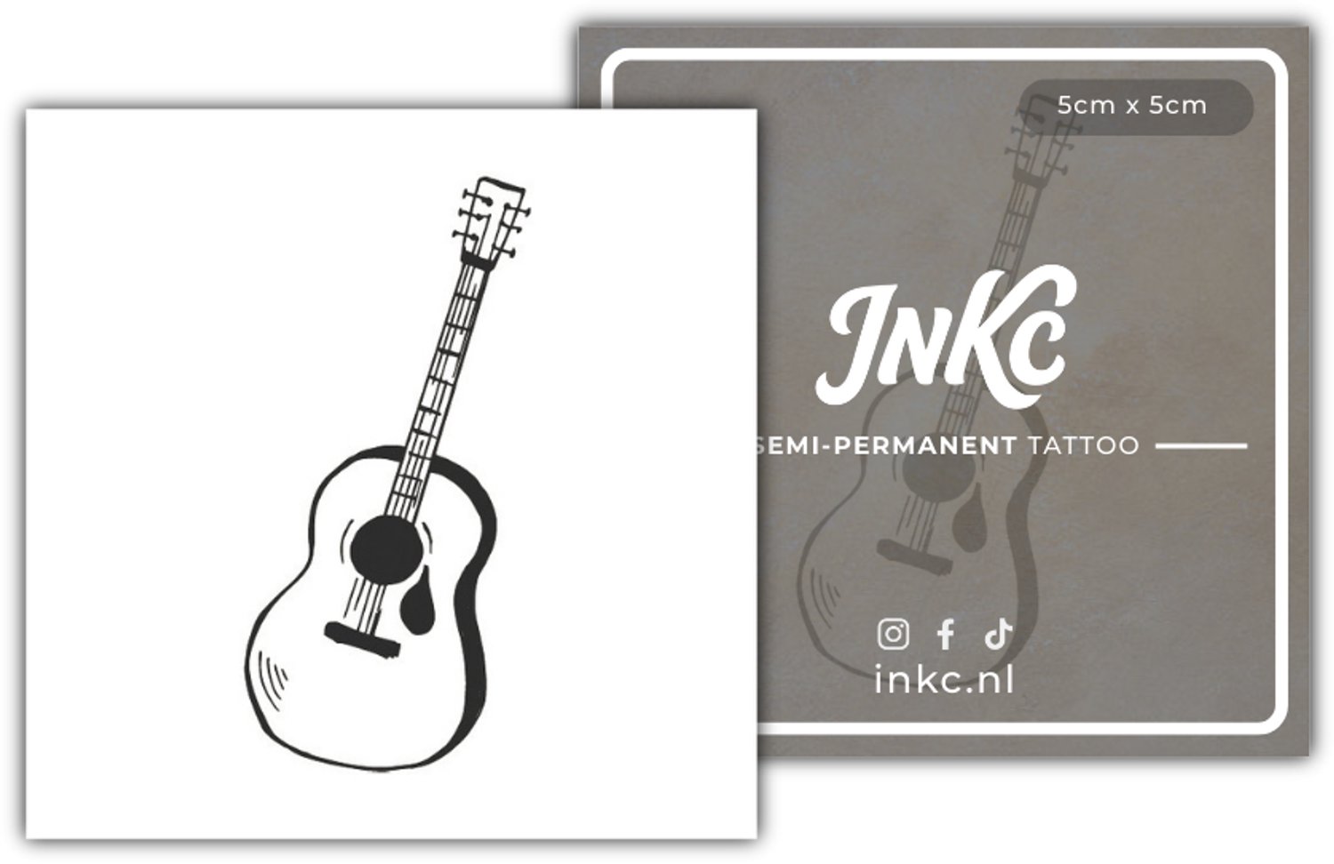 INKC - Tijdelijke Tattoo - Gitaar - Nep Tattoo - Plak Tattoos - Blijft tot 2 weken - 5 x 5cm