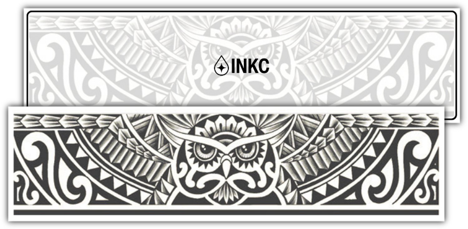 INKC - Tijdelijke Tattoo - Uilenkrachtband - Nep Tattoo - Plak Tattoos - Blijft tot 2 weken - 6,5 x 24cm