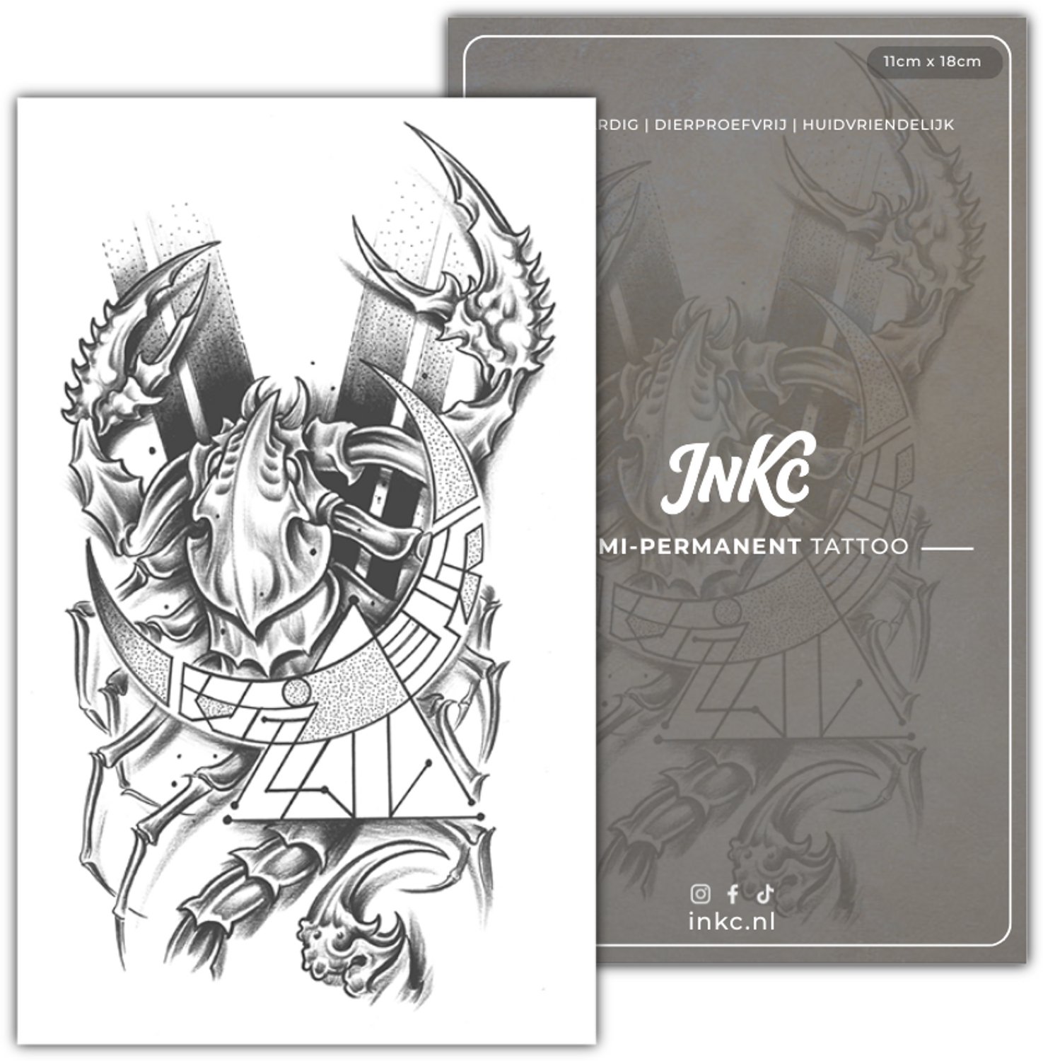INKC - Tijdelijke Tattoo - Mystieke Schorpioen - Nep Tattoo - Plak Tattoos - Blijft tot 2 weken - 11 x 18cm