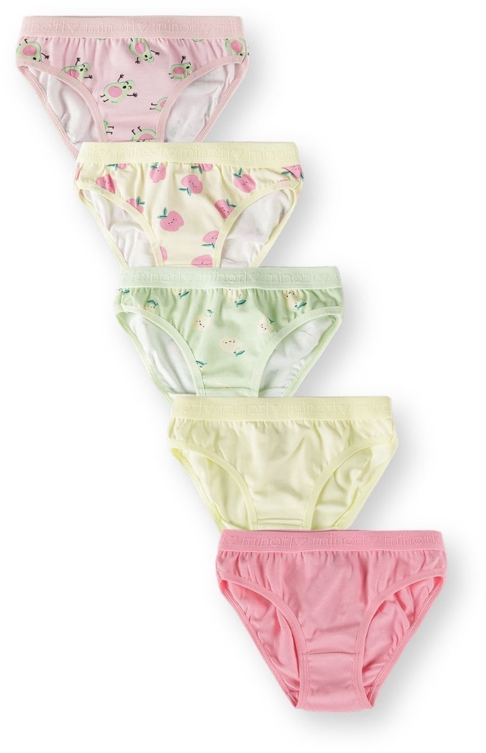 Minoti slips meisjes fruitprint en effen - meerkleurig - 5-pack