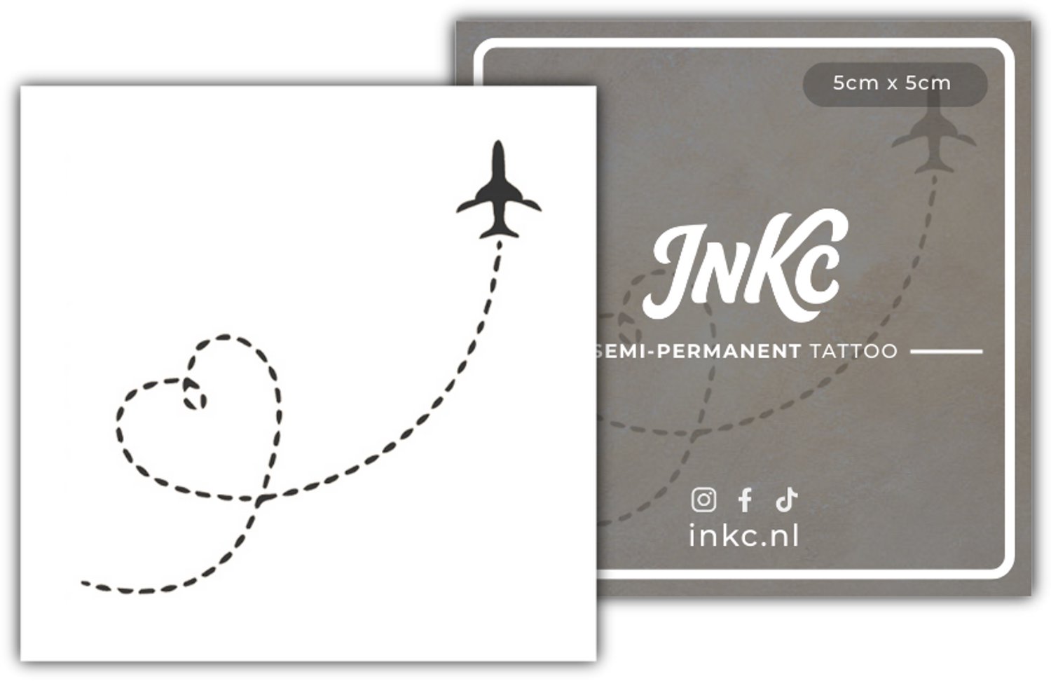 INKC - Tijdelijke Tattoo - Reisroute Hartje - Nep Tattoo - Plak Tattoos - Blijft tot 2 weken - 5 x 5cm