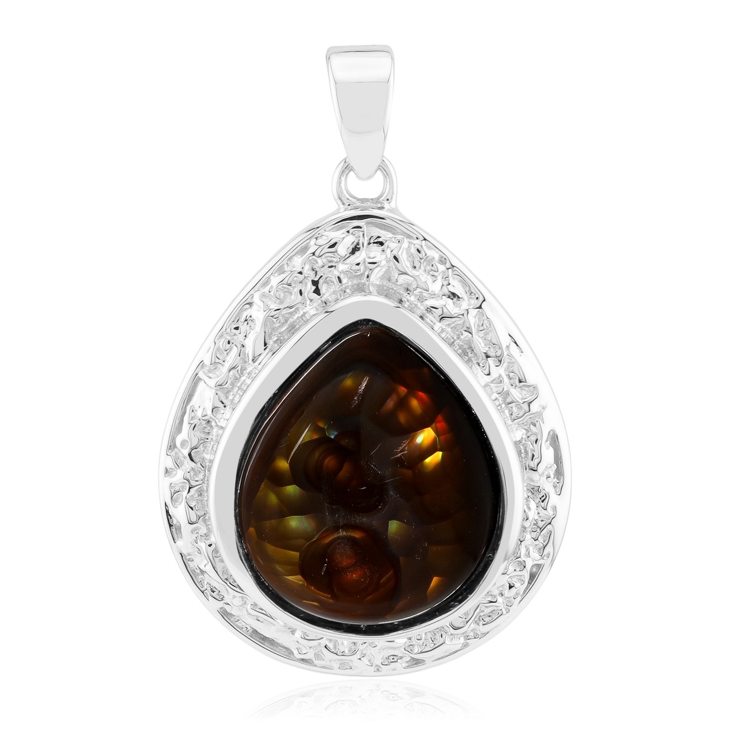 Cavill - Zilveren hanger met 4,19 ct Mexicaanse vuuragaat - 925 sterlingzilver - Elegante druppelvorm cabochon - Unieke dames sieraden