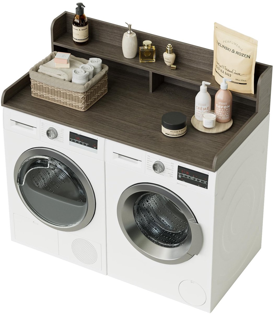 Dailygoods- Werkblad 2-laags - Wasmachine/Droger - Opbergruimte - Houten - 137x70x30,2 cm - Glad en gemakkelijk schoon te maken - Wasmachine Aanrechtblad