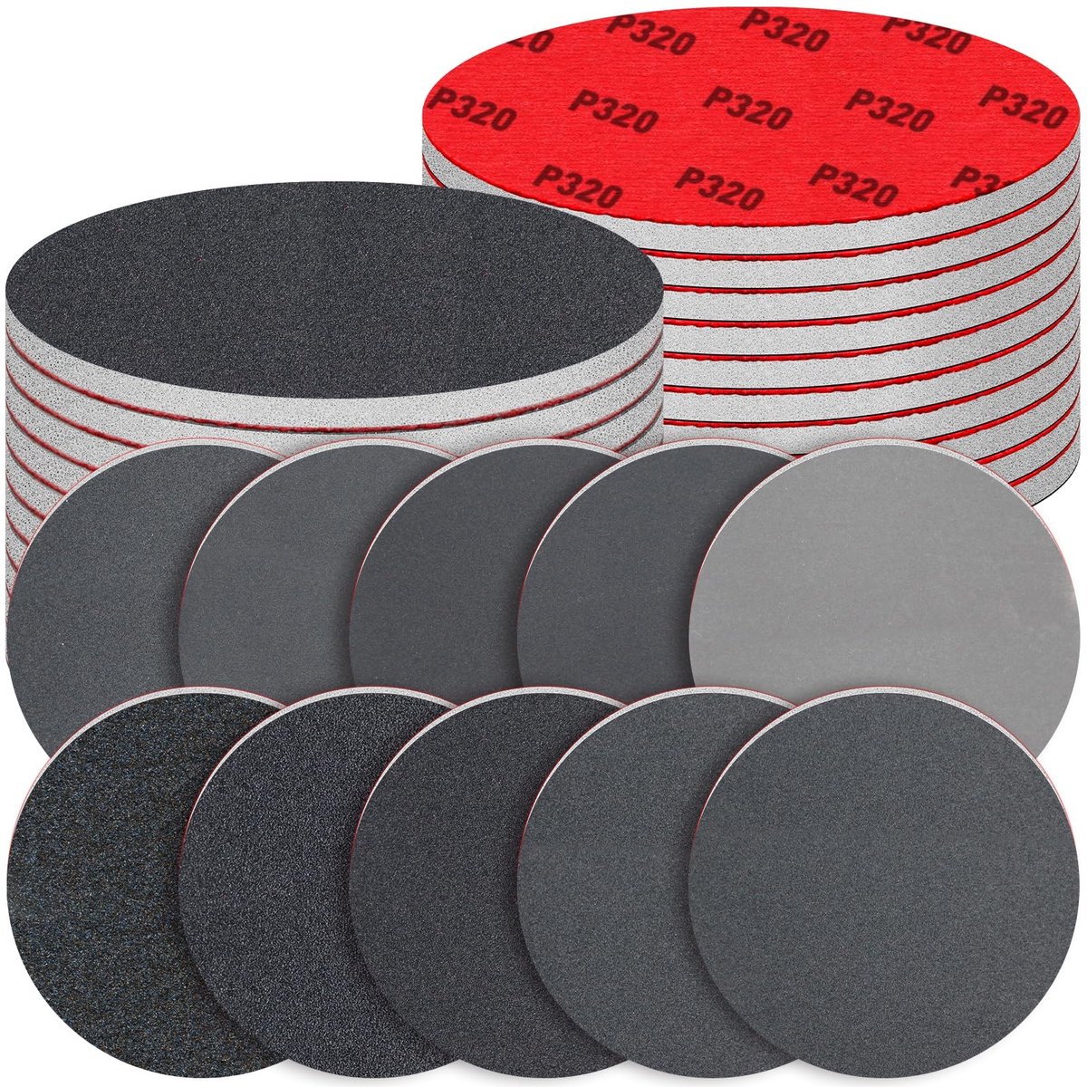 Dailygoods- Schuurpadjes 150 mm - Set van 20 Stuks - Gemengde Korrel - Nat/Droog Gebruik - Aluminiumoxide - Flexibel Schuurpapier