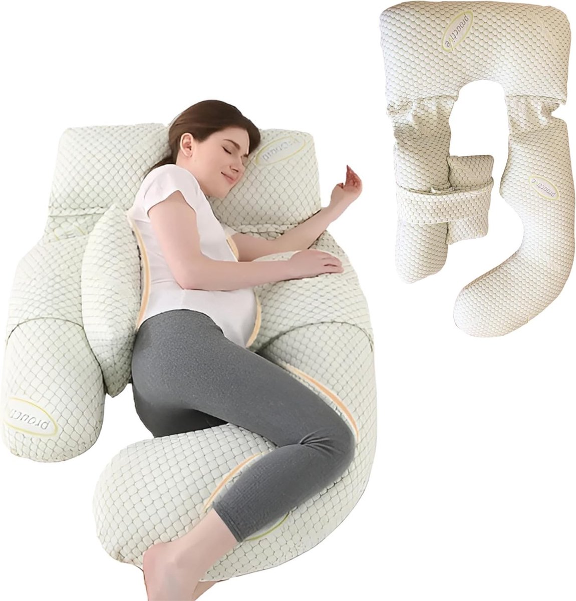 Ergonomisch Lichaamskussen - Zacht en Ademend - Ondersteuning voor Rug, Buik en Benen - Afneembare Hoes - Voor Zwangere Vrouwen