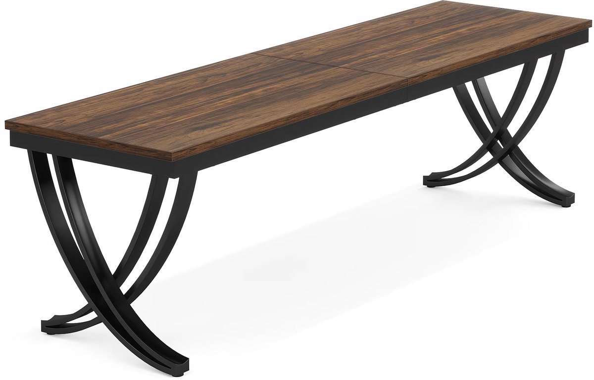 Bureau 200cm Bruin - 200cm bureau en X-poot met 6 personen - Voor Volwassenen