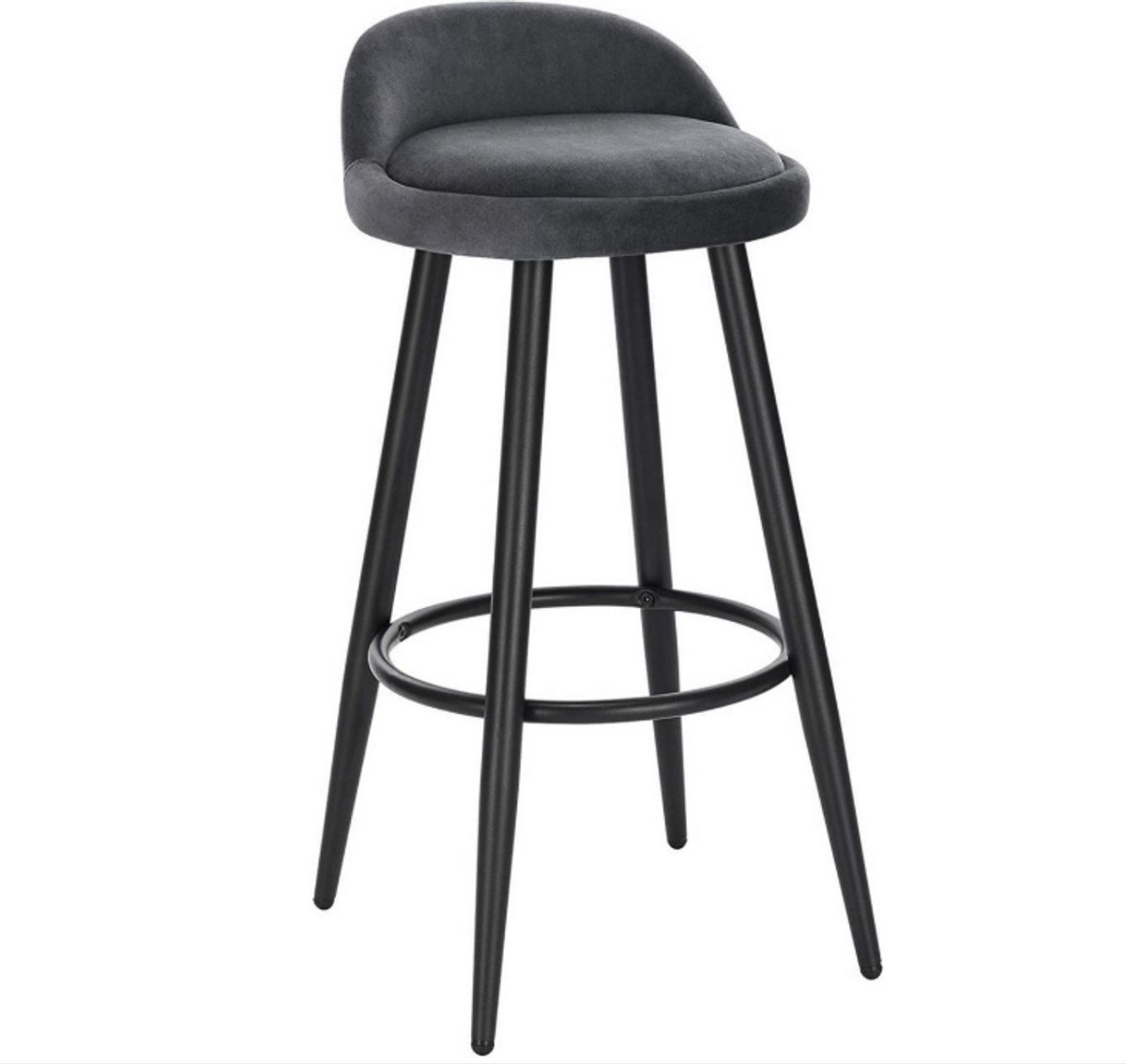 Barkrukken Set 69cm Donkergrijs - Velvet, Ergonomische Barstoelen en Set van 1 - Voor Eetkamer, Keuken en Woonkamer