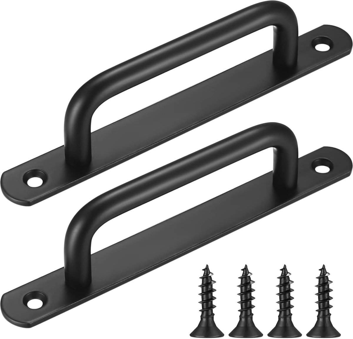 2 stuks schuifdeurgrepen, schuurdeurgrepen, roestvrij staal, zwarte baklak, schuifdeurgreep met plaat, schuifdeurgrepen, kastdeurgrepen, voor schuurdeuren, schuifdeuren, tuindeurgrepen, handgrepen