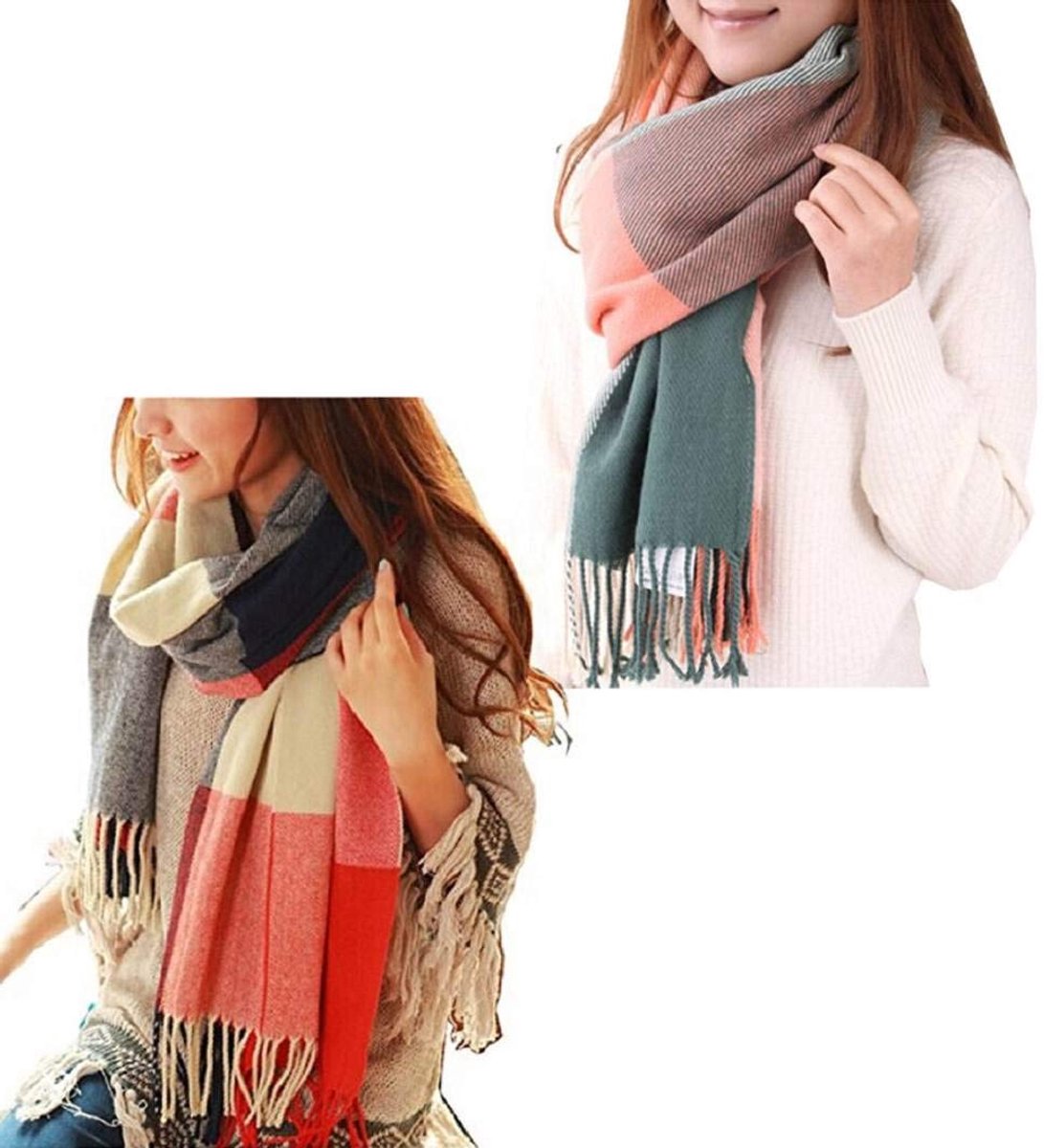 heekpek Dames geruit oversized kasjmier sjaal lange zachte wraps dames geruit oversized sjaal lange sjaal voor herfst en winter