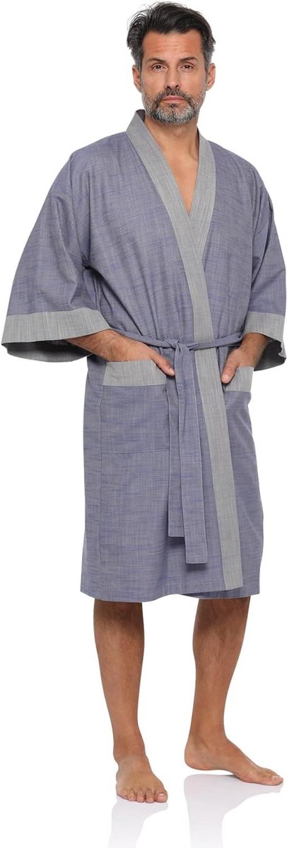 Herren Kimono Badjas - Luxe ochtendjas - Ontspannen thuis - 100% Katoen - Niet gespecificeerd - Niet gespecificeerd