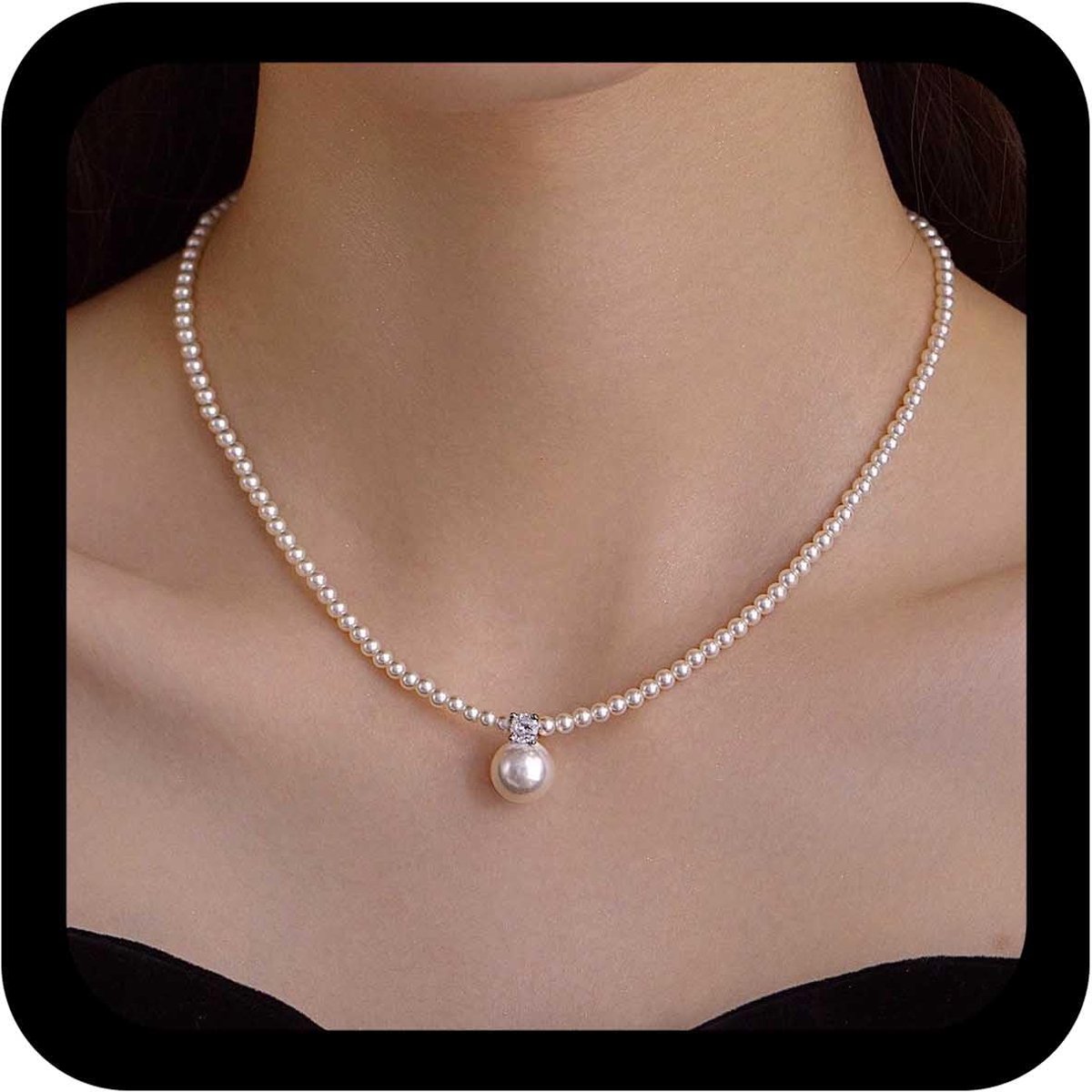 Bruiloft Parel Hanger Ketting Parel Choker Ketting Kralen Kralen Kettingen Witte Kralen Kettingen Ketting Minimalistische Bruidssieraden Voor Vrouwen (Style1)