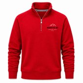 Half Zip Trui Heren - Sweater Heren - Rood - Schipperstrui Heren - NORTH 01 - Maat XL