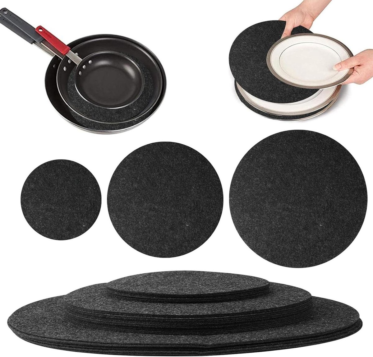 Vilten Platen - Scheidingswanden - Keuken Organisatie - Zacht Viltmateriaal - 24 Stuks - Grijs
