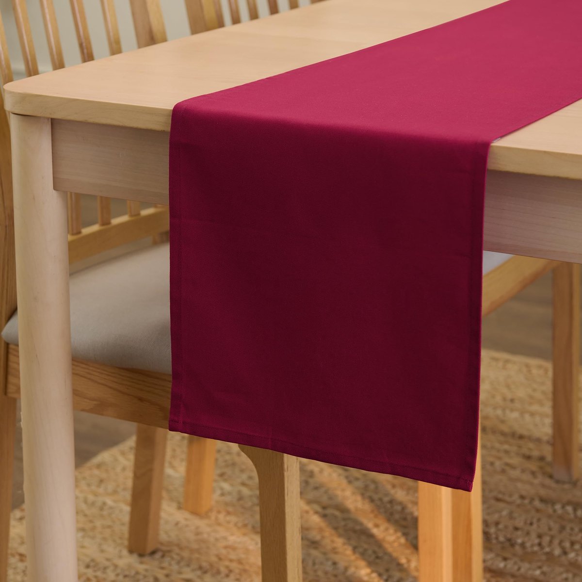 XO Table Runner Afmetingen 32x150 cm | Katoenen canvas stof | Rijk kastanjebruin effen kleur | Wasbaar en duurzaam
