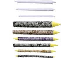 Tekenset Potloden - Blender Stomps - Tekeningen Schaduwen - 9 Stuks Verschillende Maten - 14.4 x 10.6CM - Zwart Bruin