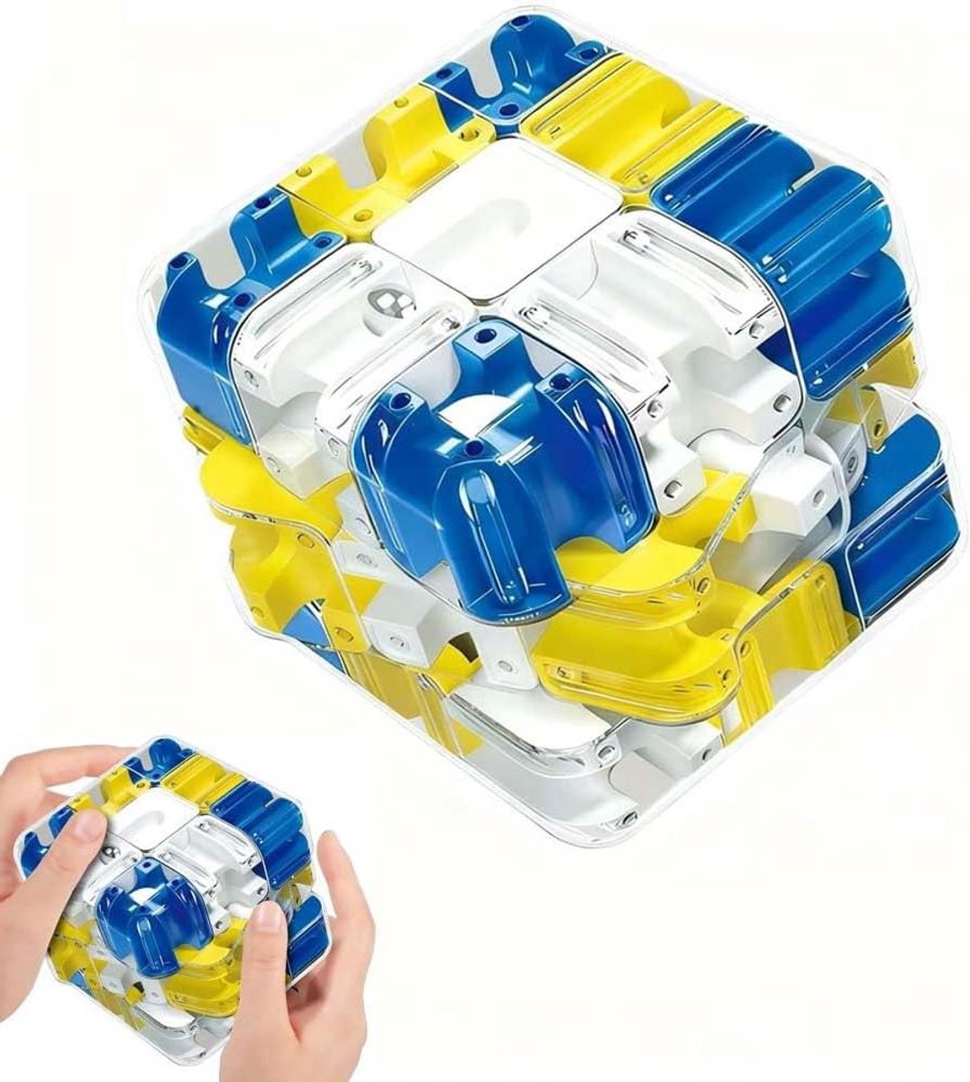 3D Labyrint Puzzelkubus - Kogellabyrint Toverkubus - Hersentraining - 2-in-1 Puzzelervaring - 85 x 85 cm - Blauw