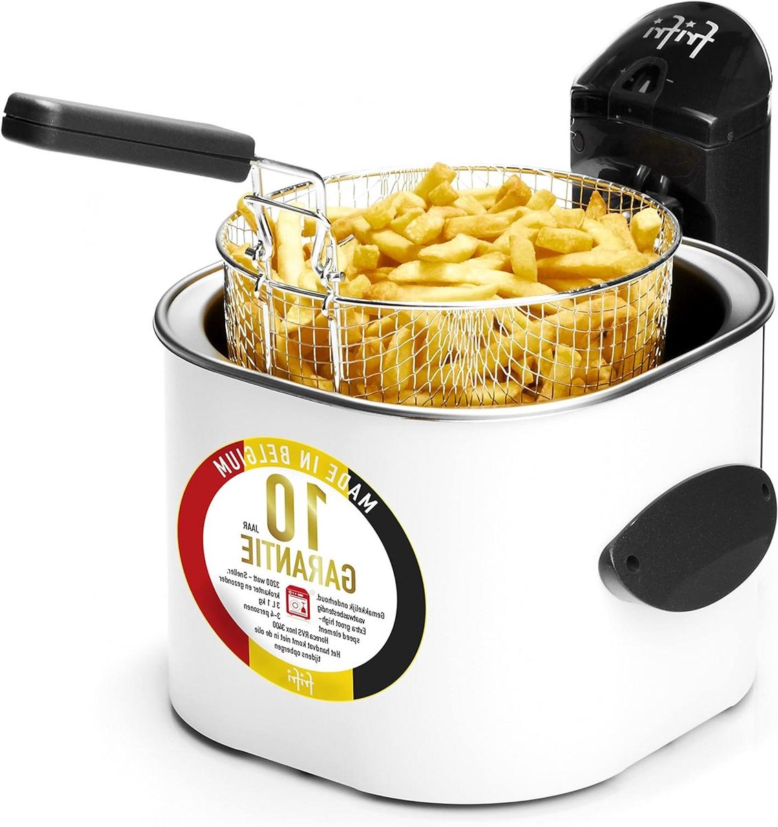 Frituurpan - Friteuse - Lekker Frituren - Afneembare Oliekan - 3 liter - Wit