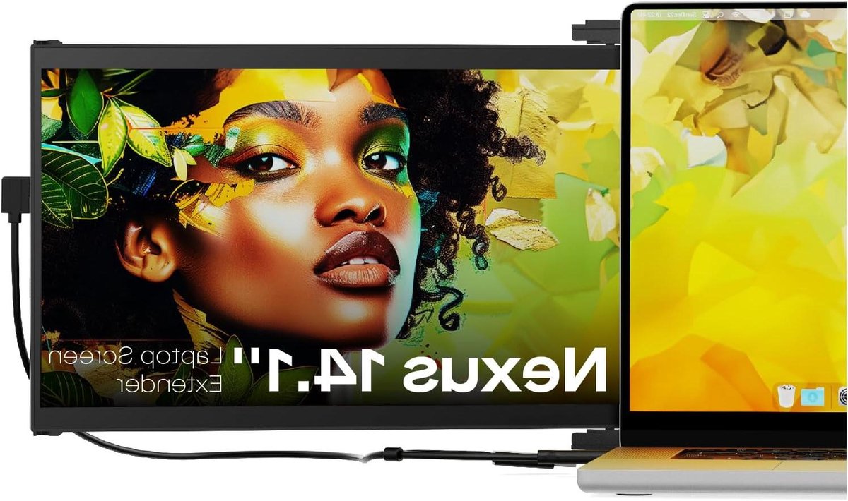 Draagbare Monitor - Laptop Extender Scherm - Multitasking Vergroten - 141 Inch Full HD - 15 cm Dun - Zwart