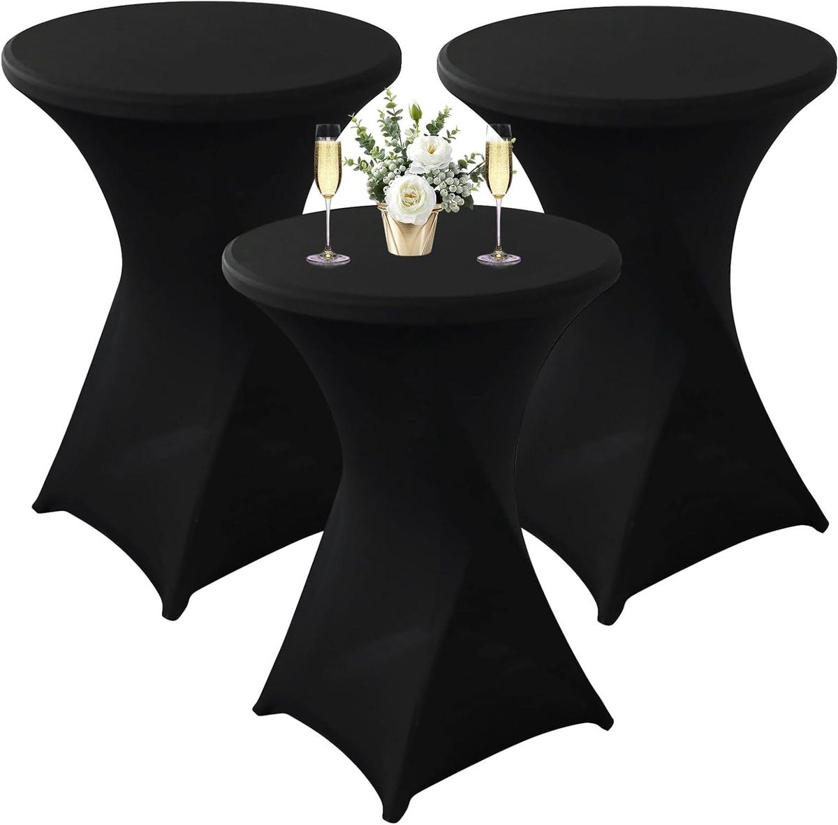 Stretch Tafelhoezen - Bar Tafelhoezen - Feestelijke Decoratie - Verstevigde Voetzakken - 80 x 110 cm - Zwart