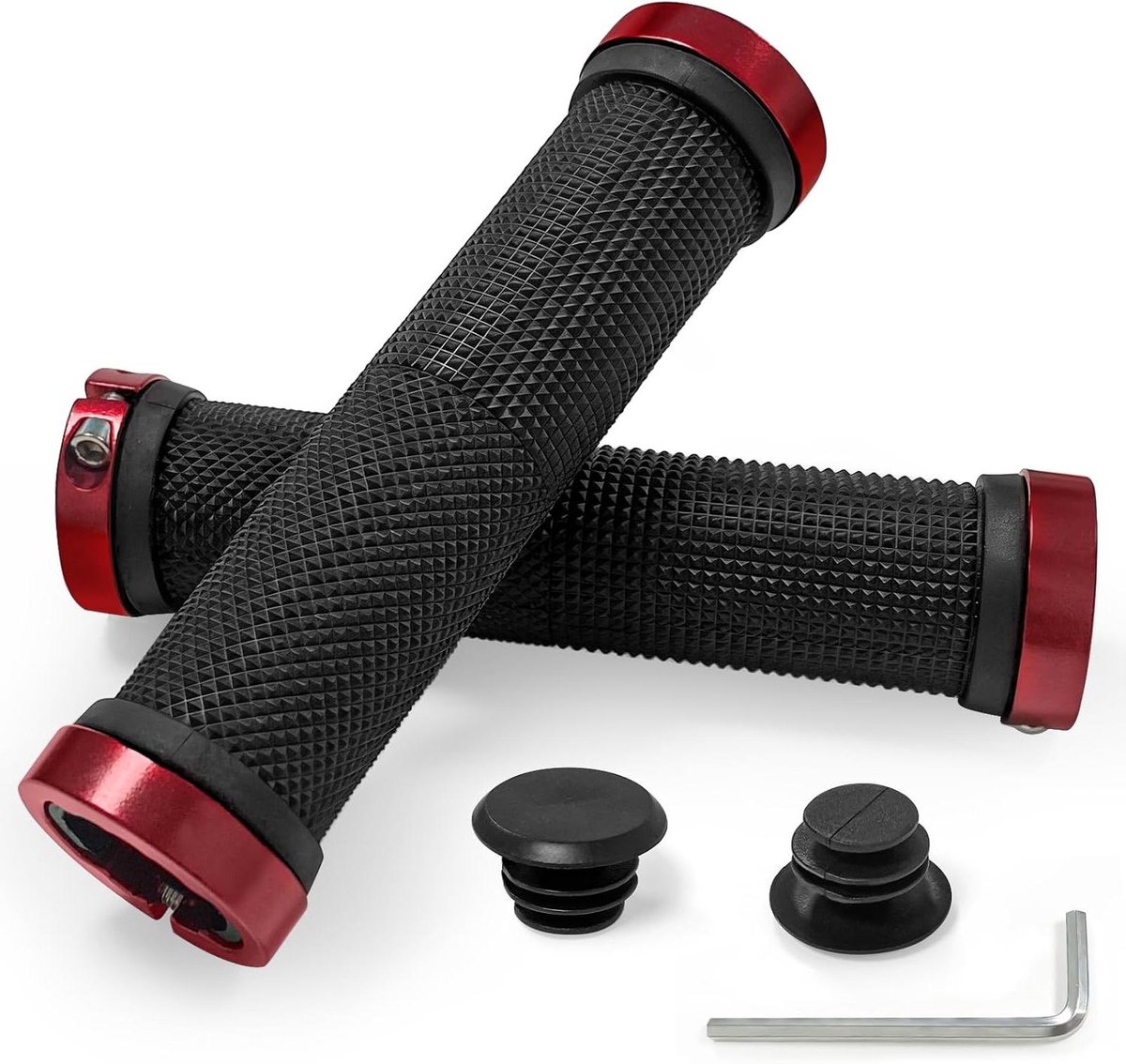 Fietshandgrepen - Stuurgrepen Mountainbike - Comfortabel Fietsen - Ergonomisch Antislip Ontwerp - 135 mm Lengte - Rood Zwart