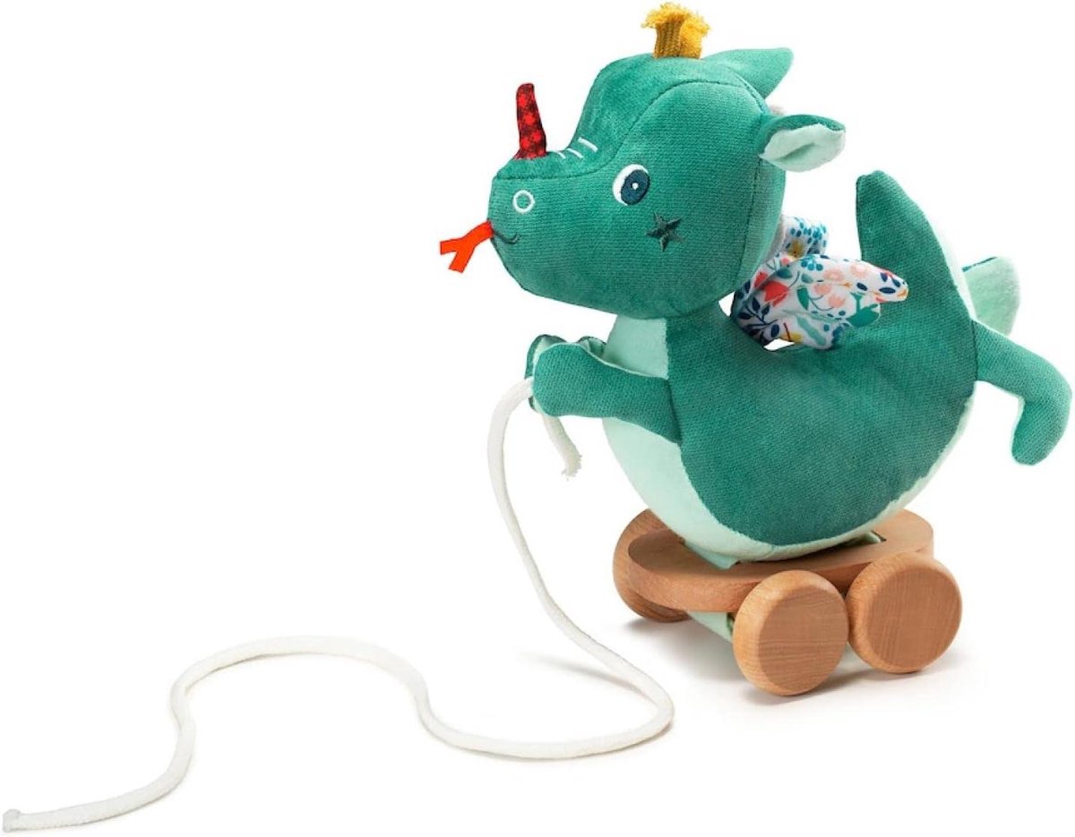Trekknuffel Joe - Babyspeelgoed Draak - Eerste Stapjes Stimuleren - Zwaaiende Poten - 19 x 10 x 20 cm - Multicolor