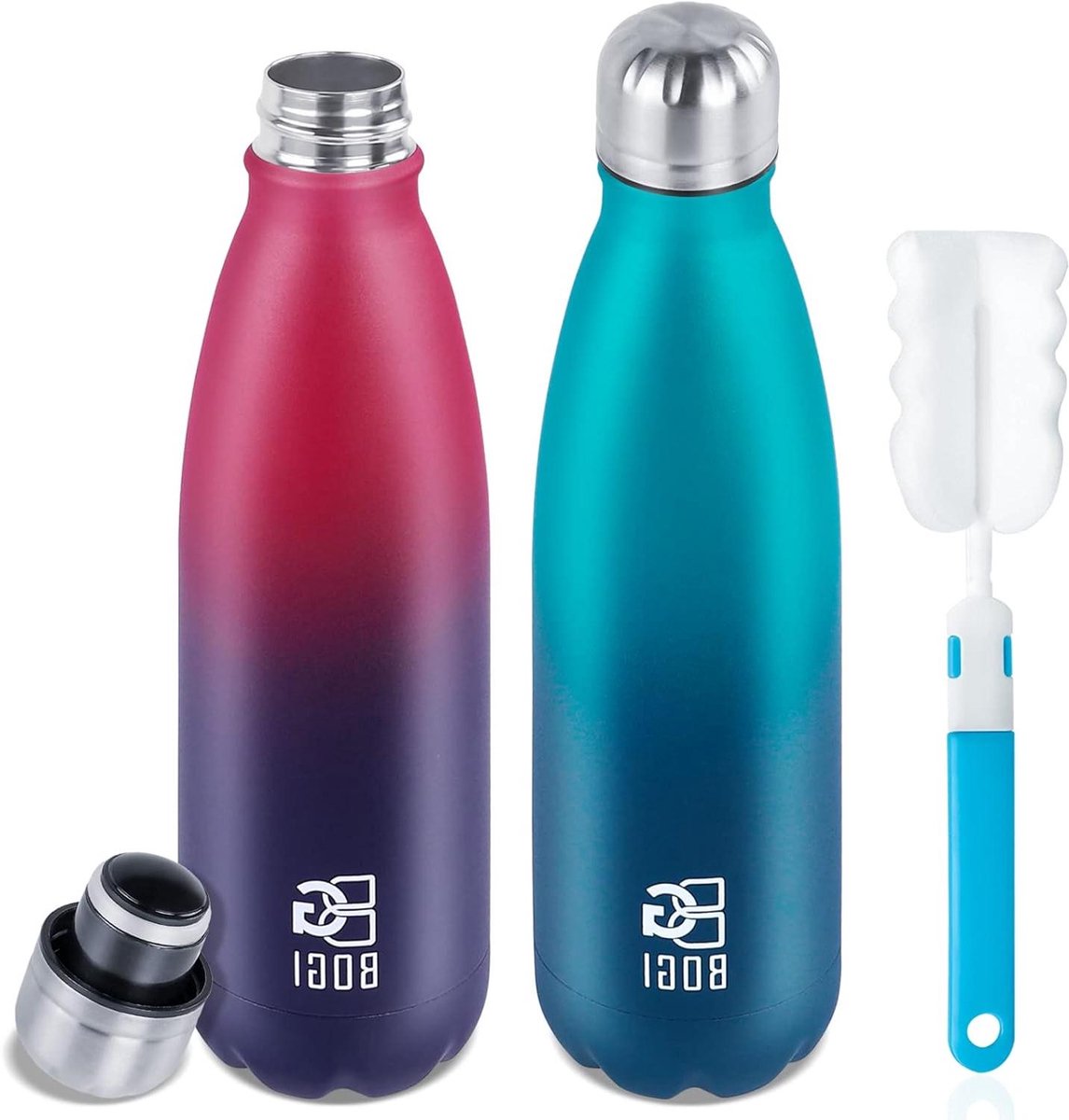 Geïsoleerde Waterfles - Sportfles Metalen Fles - Hydratatie Onderweg - Dubbelwandige Isolatie - 750ml - Rood en Blauw