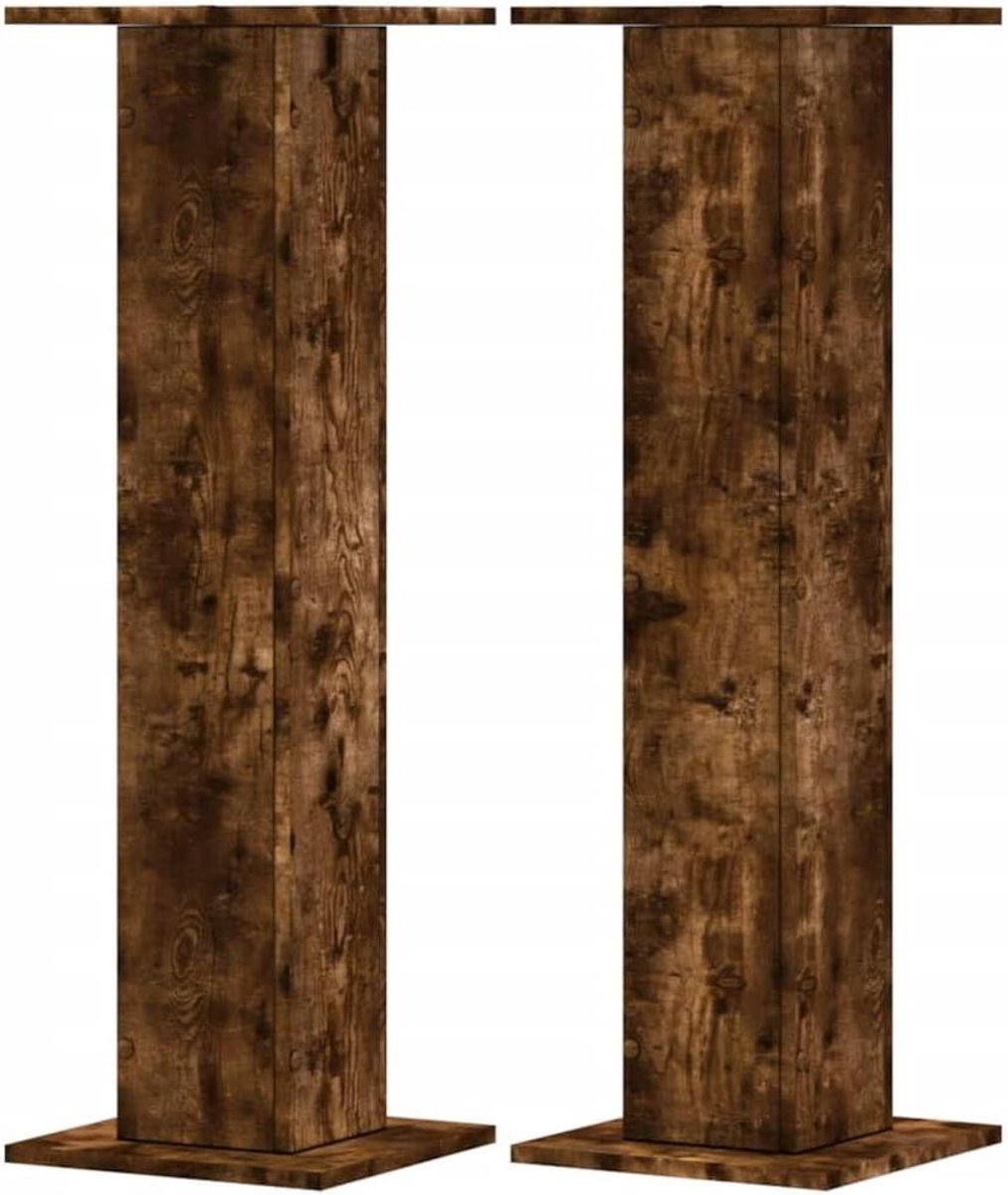 Speaker Stands - Box Stand - Muziek Luisteren - Hollow Design - 30x30x95cm - Smoked Oak